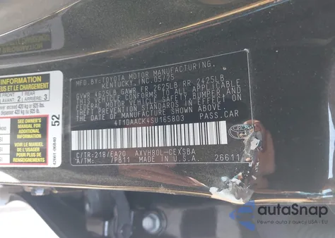 2025 Toyota Camry Se из США, поврежденный, VIN 4T1DAACK4SU165803